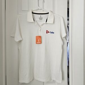 Women's White Polo with Cuba Embroidery Size L